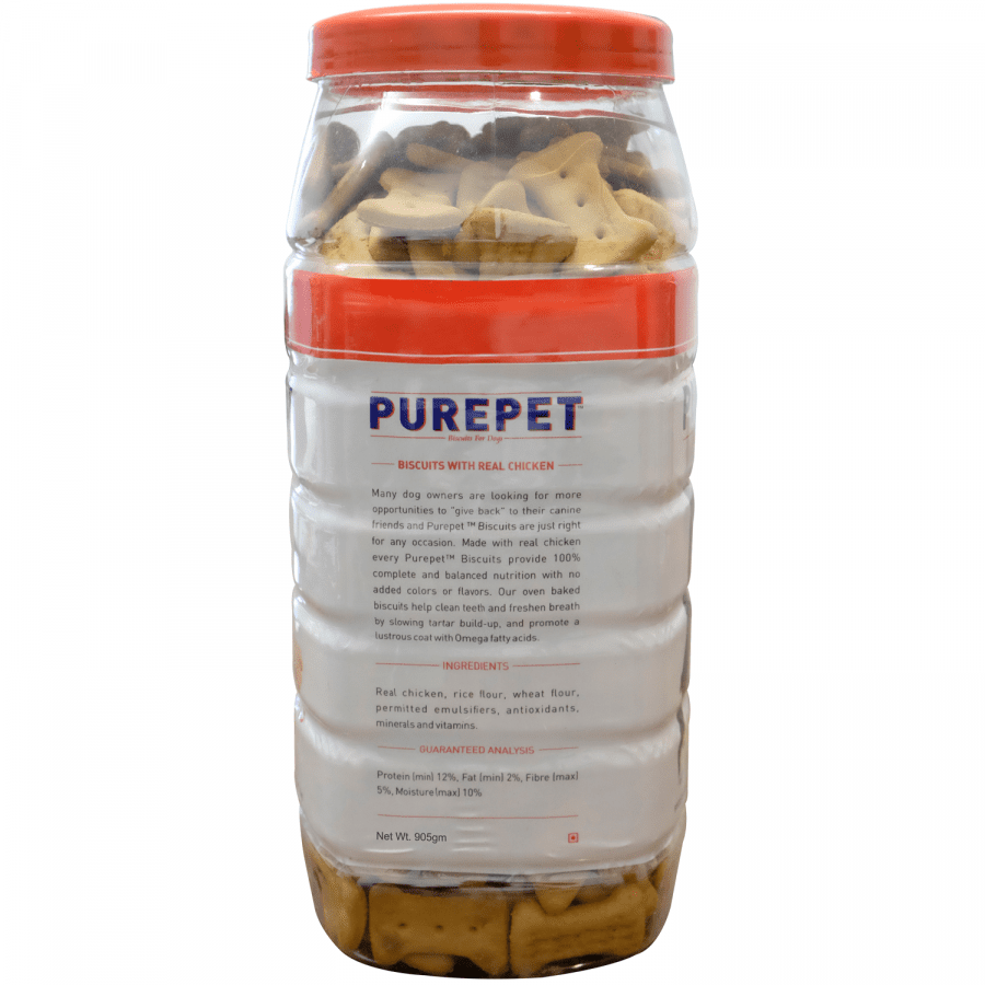 Purepet Biscuits With Chicken Flavour Dog Treats, 800 G Jar